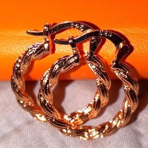 STUNNING Braided 14K Rose Gold Plated Hoops